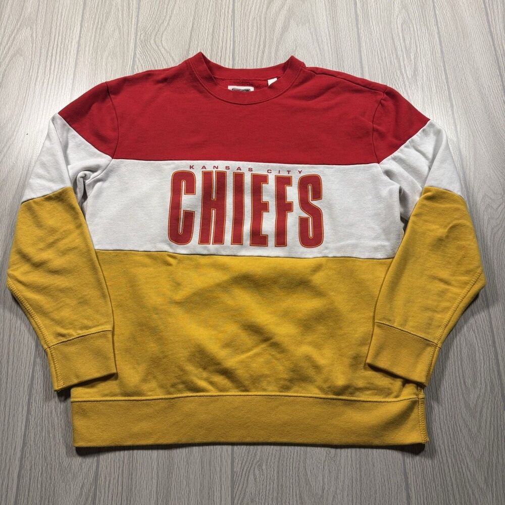 Kansas City Chiefs Crewneck Sweatshirt Mens S Spellout Color Block Tailgate